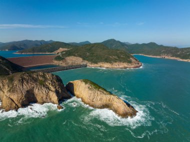 Hong Kong Sai kung yüksek ada rezervuarının en üst görüntüsü