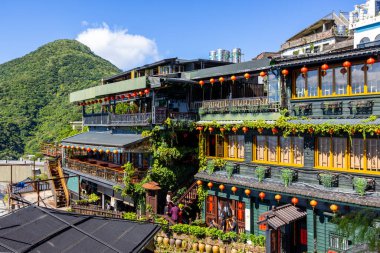 Jiufen, Tayvan - 07 Ağustos 2022: Tayvan 'ın Jiufen kentindeki ünlü restoran