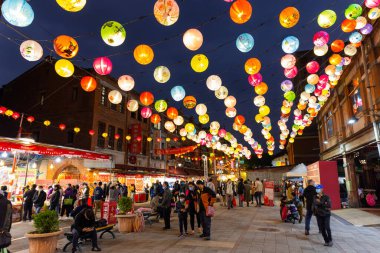 Taipei, Taiwan - 18 January 2023: Lunar new year traditional market in Dihua street at Taipei City
