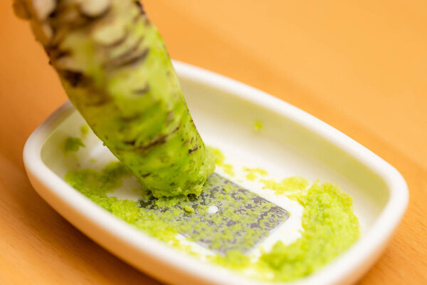 Japanese wasabi with grater for wasabi sauce