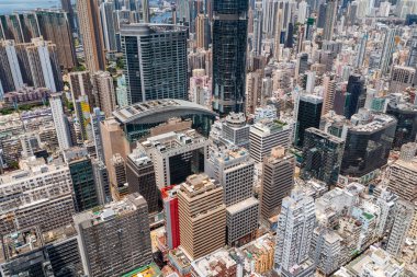 Mong Kok, Hong Kong - 23 Ağustos 2022: Hong Kong şehir silueti