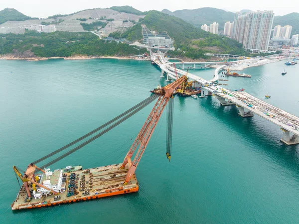 Цан Кван Гонконг Февраля 2022 Года Мост Пересекает Море Соединяя — стоковое фото