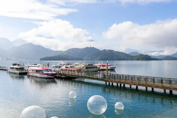 Nantou Taiwan November 2022 Jetty Pir Sjön Sun Moon Vid — Stockfoto