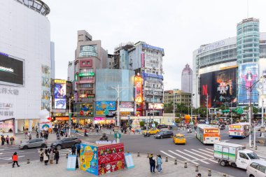 Taipei, Taiwan - 09 October 2022: Taipei city street in Ximending district