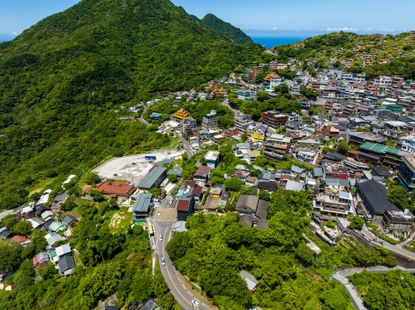 Drone Fly Taiwan Jiufen Village Mountain — Stock Photo, Image