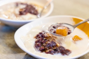 Almond tofu pudding red bean and toro