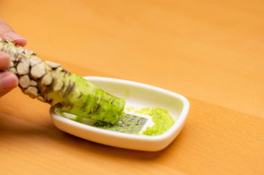 Japanese wasabi with grater for wasabi sauce