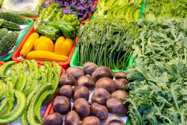 Fresh Fruits Vegetables Display Market — Stock Photo, Image