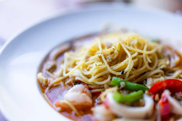 Pasta Seafood Dish Restaurant — Stock Photo, Image