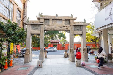 Tainan, Tayvan - 23 Şubat 2023: Tainan 'daki Tayvan Konfüçyüs Tapınağı Kapısı