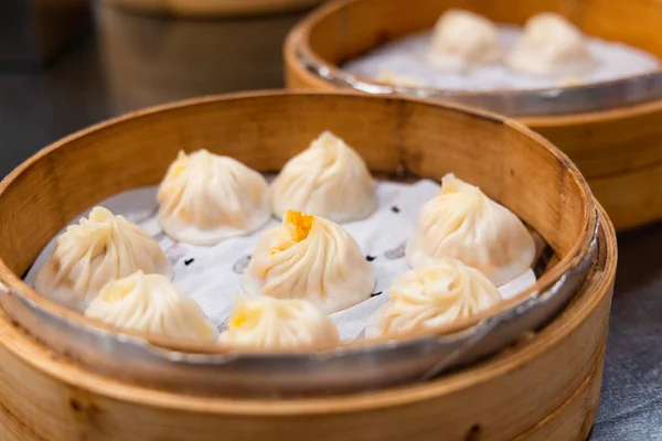 stock image Chinese style steamed soup bun in restaurant