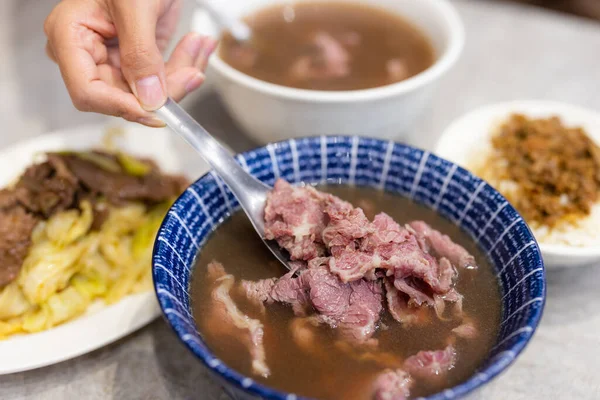 Cuenco Sopa Carne Caliente —  Fotos de Stock