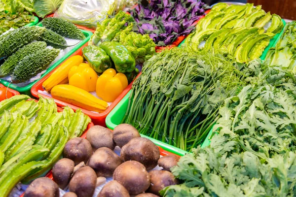 Fresh Fruits Vegetables Display Market — Stockfoto