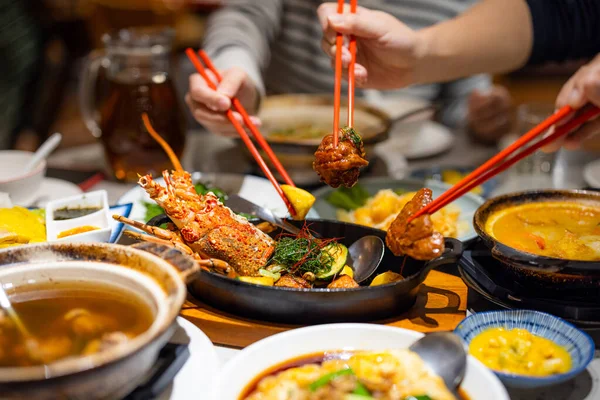 stock image Family dinner together in restaurant