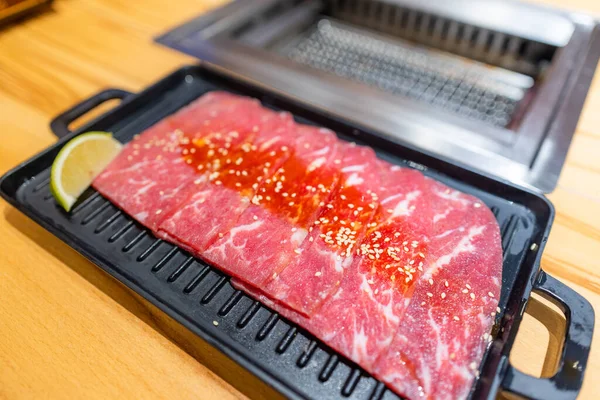 Rebanada Carne Fresca Res Para Yakiniku Restaurante — Foto de Stock