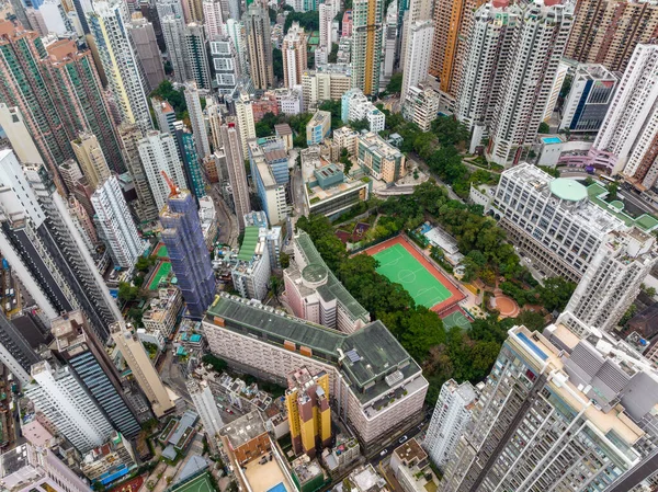 Hongkong Februari 2022 Ovanifrån Hongkong Stad Sheung Wan — Stockfoto