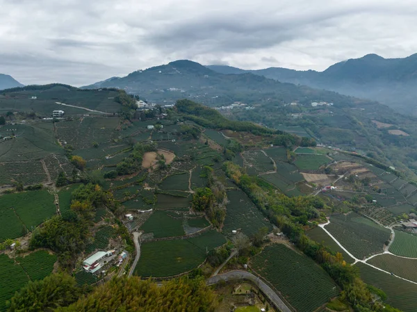 Drone Volar Sobre Campo Montaña Nantou Taiwán —  Fotos de Stock