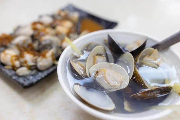 Taiwan Lokal Gatumat Med Musselsoppa Och Ostron — Stockfoto