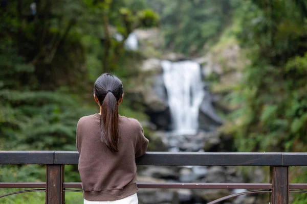 Kadın Tayvan Daki Neidong Ulusal Orman Dinlenme Bölgesi Yürüyüşe Gitti — Stok fotoğraf
