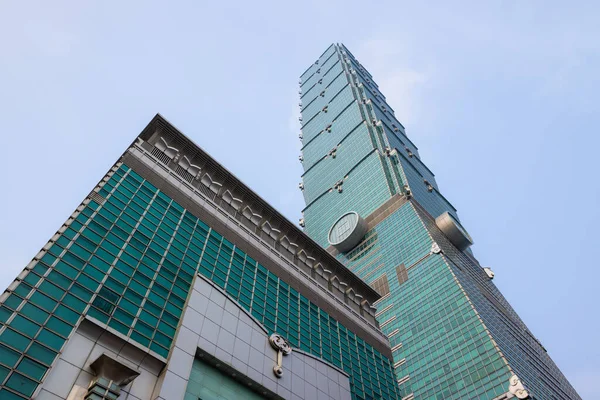 Nízký Úhel Tchaj Wanu Taipei 101 Věž — Stock fotografie