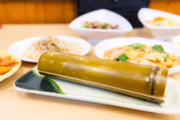 stock image Taiwan local food dish with bamboo rice