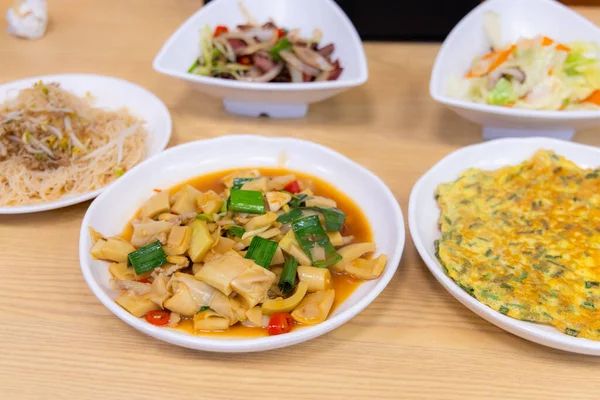 Místní Tchaj Wan Jídlo Pokrmy Restauraci — Stock fotografie