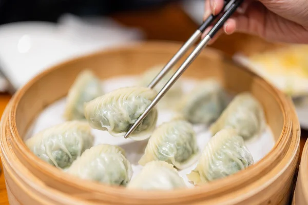 Čínský Styl Dušené Zeleniny Knedlík Restauraci — Stock fotografie