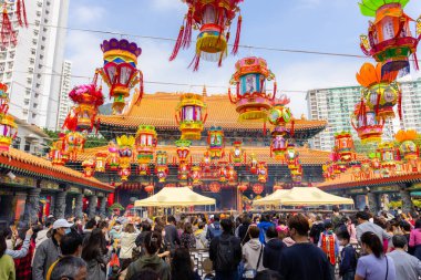 Hong Kong - 15 Ocak 2023: Hong Kong Wong Tai Sin Tapınağı