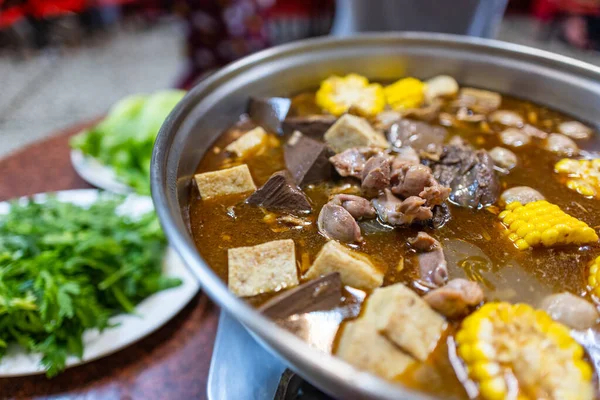 Taiwanese Keuken Gember Eend Soep Hete Pot — Stockfoto