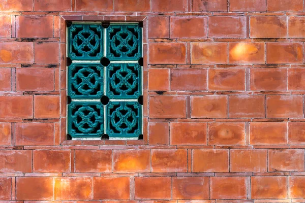 Chinese Style Window Red Brick Wall Building — Stock Photo, Image