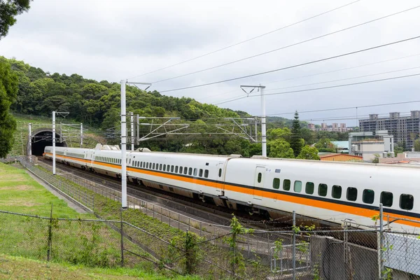 Taiwan Março 2023 Taiwan High Speed Rail Viaja Através Campo — Fotografia de Stock