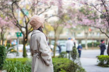 Kadın, sakura ağacına bak.