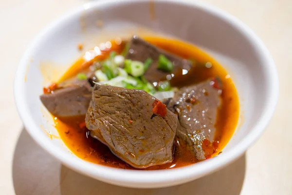 Dish Spicy Duck Blood Famous Taiwanese Food — Stock Photo, Image