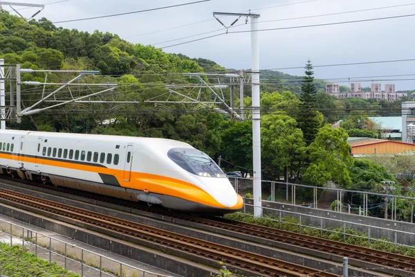 Tayvan Mart 2023 Tayvan Yüksek Hız Treni Tayvan Kırsalında Seyahat — Stok fotoğraf