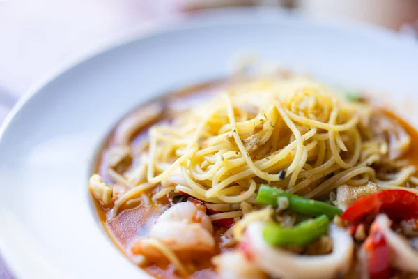 Dish Seafood Pasta Restaurant — Stock Photo, Image