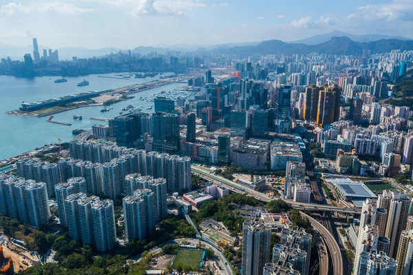 Hong Kong Febrero 2020 Vista Superior Hong Kong Lado Kowloon —  Fotos de Stock