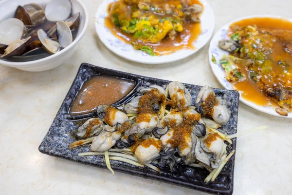 Masakan Tiram Dan Sup Kerang Terkenal Taiwan — Stok Foto