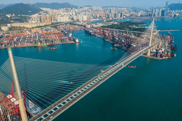 Kwai Tsing Hong Kong Febrero 2020 Vista Superior Del Puerto — Foto de Stock
