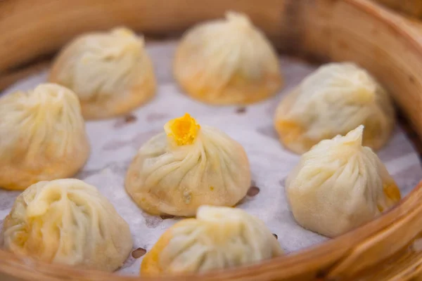 Kinesisk Mat Xiao Lång Bao Ångkokt Soppa Dumpling Bulle Med — Stockfoto