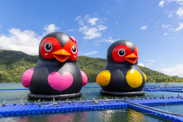 Hualien Taiwan August 2022 Giant Rubber Duck Liyu Lake Hualien — Zdjęcie stockowe