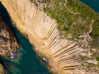 Hong Kong Sai Kung manzarasının havadan görüntüsü