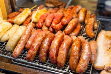 Grill sausage at street market of Taiwan