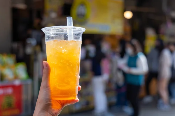 Iced Citroen Sappig Met Gelei Beroemde Taiwanese Drank — Stockfoto