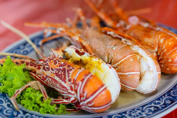 Gestoomde Kreeft Schaal Zeevruchten Schotel Restaurant — Stockfoto