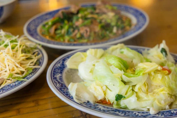Prato Cozinha Taiwanesa Restaurante Stir Fritar Prato Vegetal — Fotografia de Stock