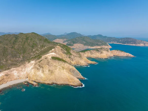Hong Kong Sai Kung manzarasının havadan görüntüsü