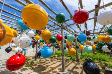 Colorful floating ball in Nanliao of Penghu at Taiwan