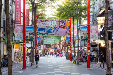 Taipei, Tayvan - 01 Ocak 2022: Ximen ilçesindeki Taipei şehri sokağı