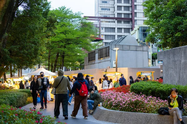 Taipeh Taiwan Mai 2023 Taipeh City Street Abend Mit Menschenmassen — Stockfoto