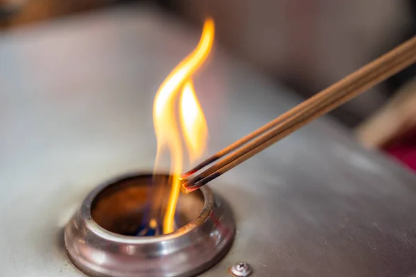 Burning Incense Gas Stove — Stock Photo, Image